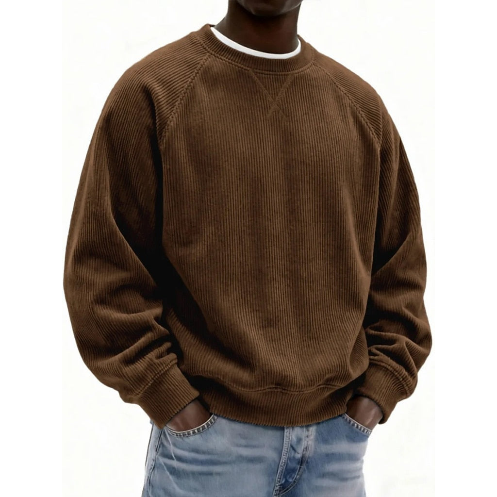 Textured Corduroy Crewneck Sweatshirt
