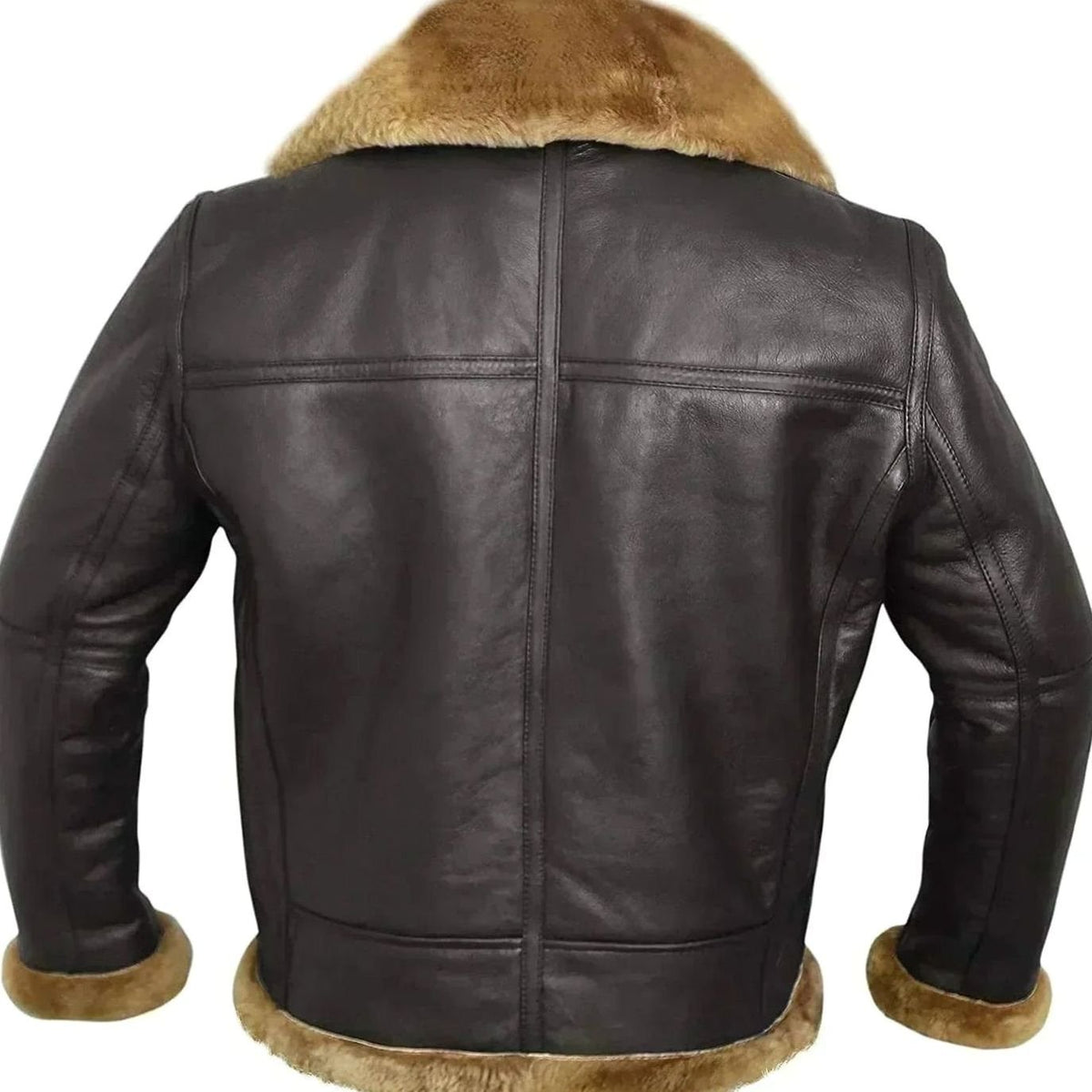 Men's aviator leather jacket sheepskin-lined with shearling collar