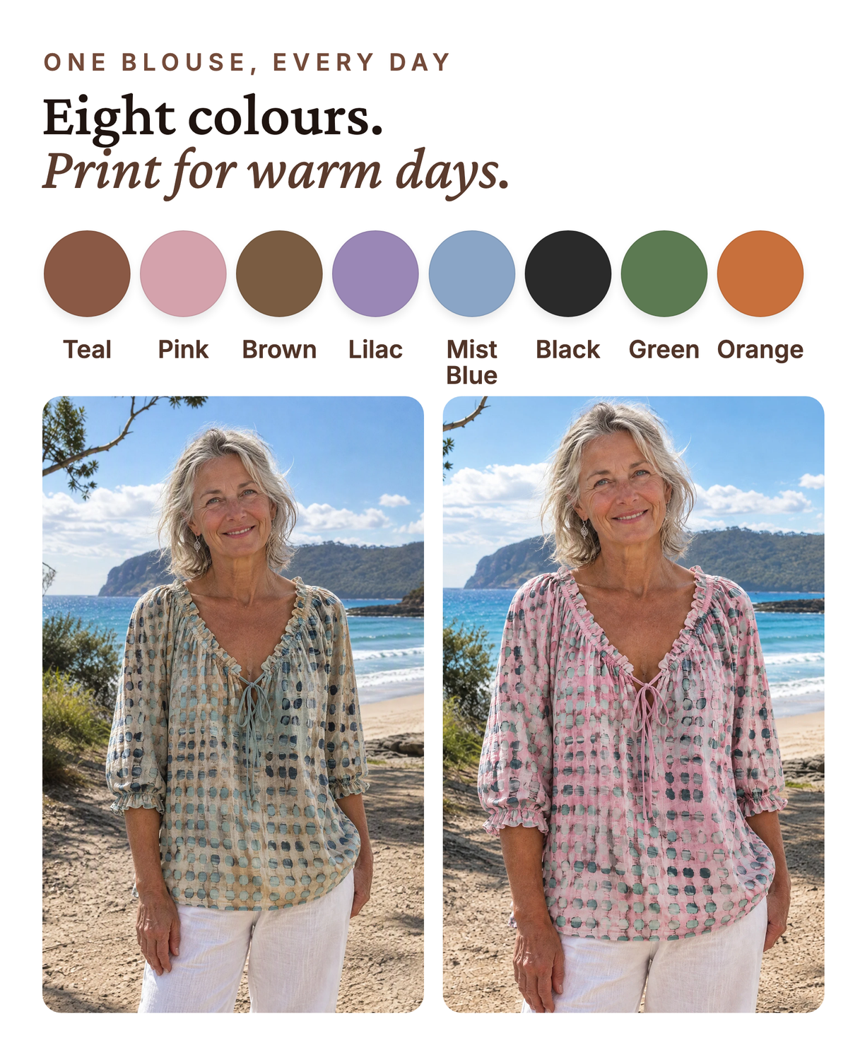 Boho Print Tie-Neck Blouse