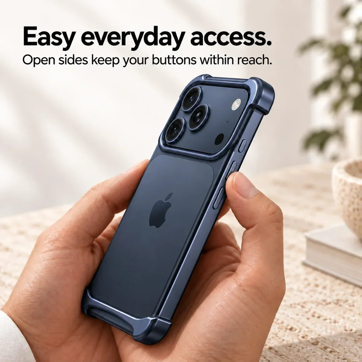 Slim aluminum iPhone bumper case with shockproof edge protection