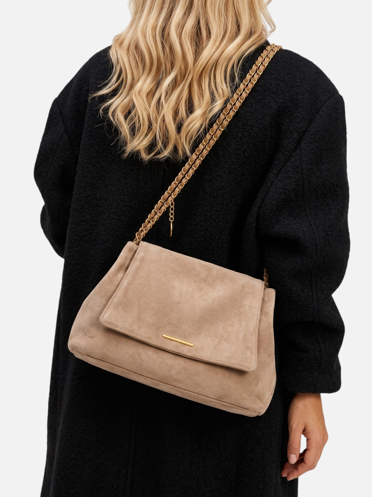 Women's Suede Shoulder Bag with Chain