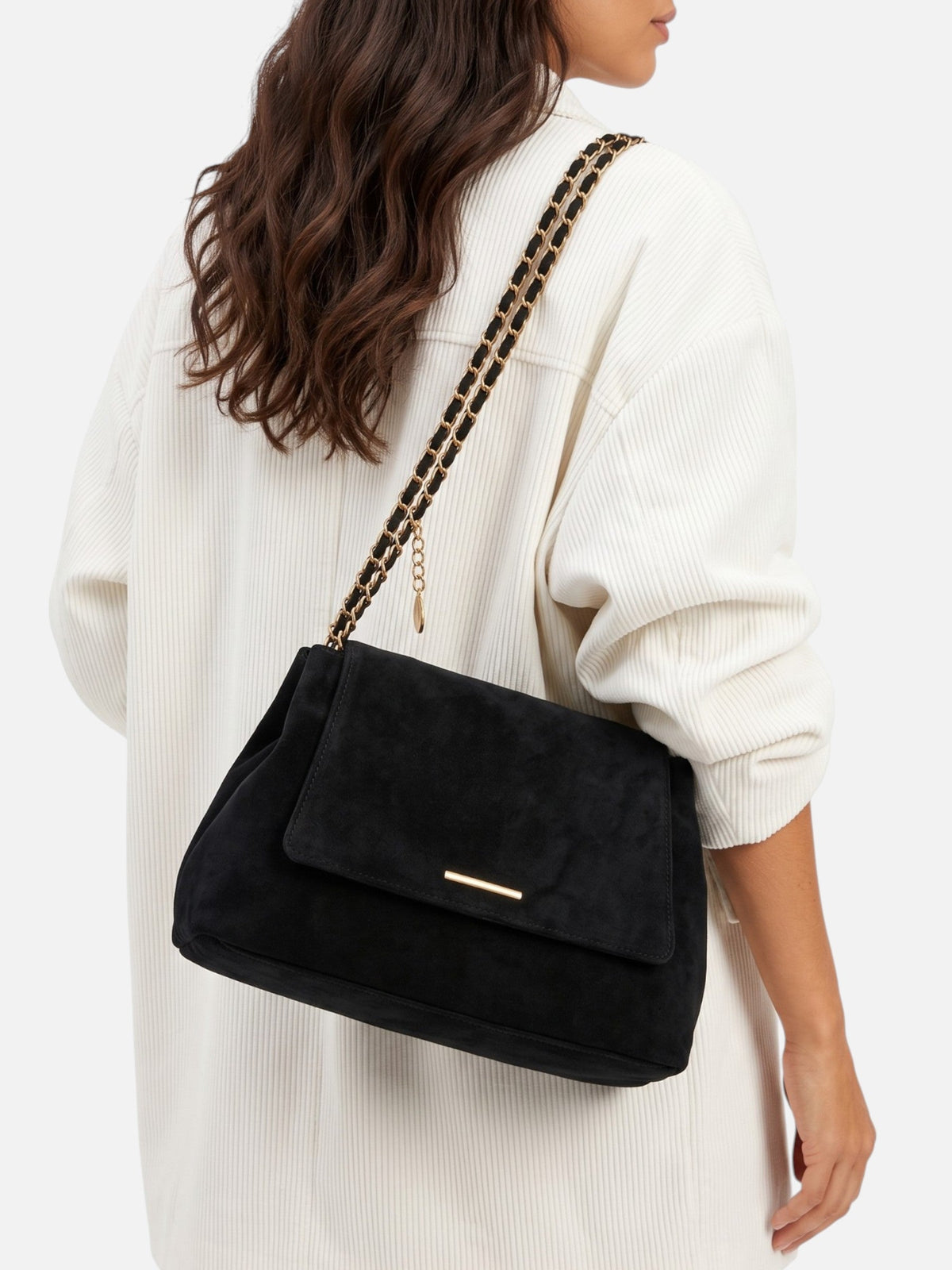 Women's Suede Shoulder Bag with Chain