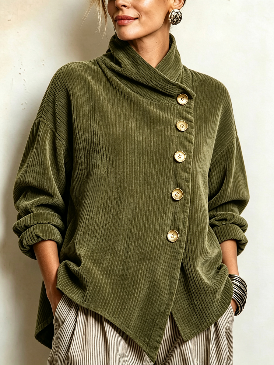 Ribbed Velvet Turtleneck Sweater