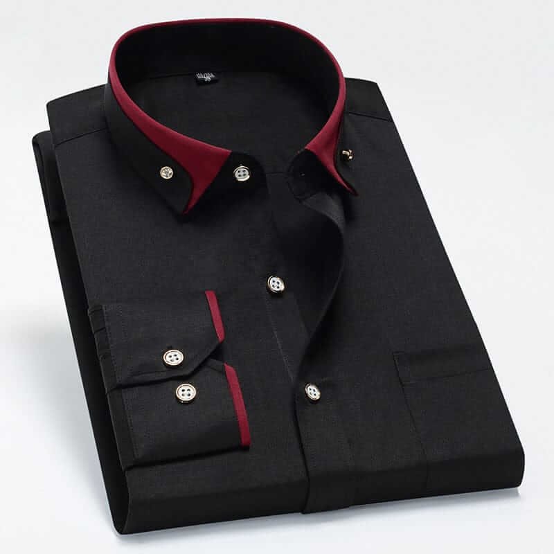 Button-Up Shirt with Contrast Collar
