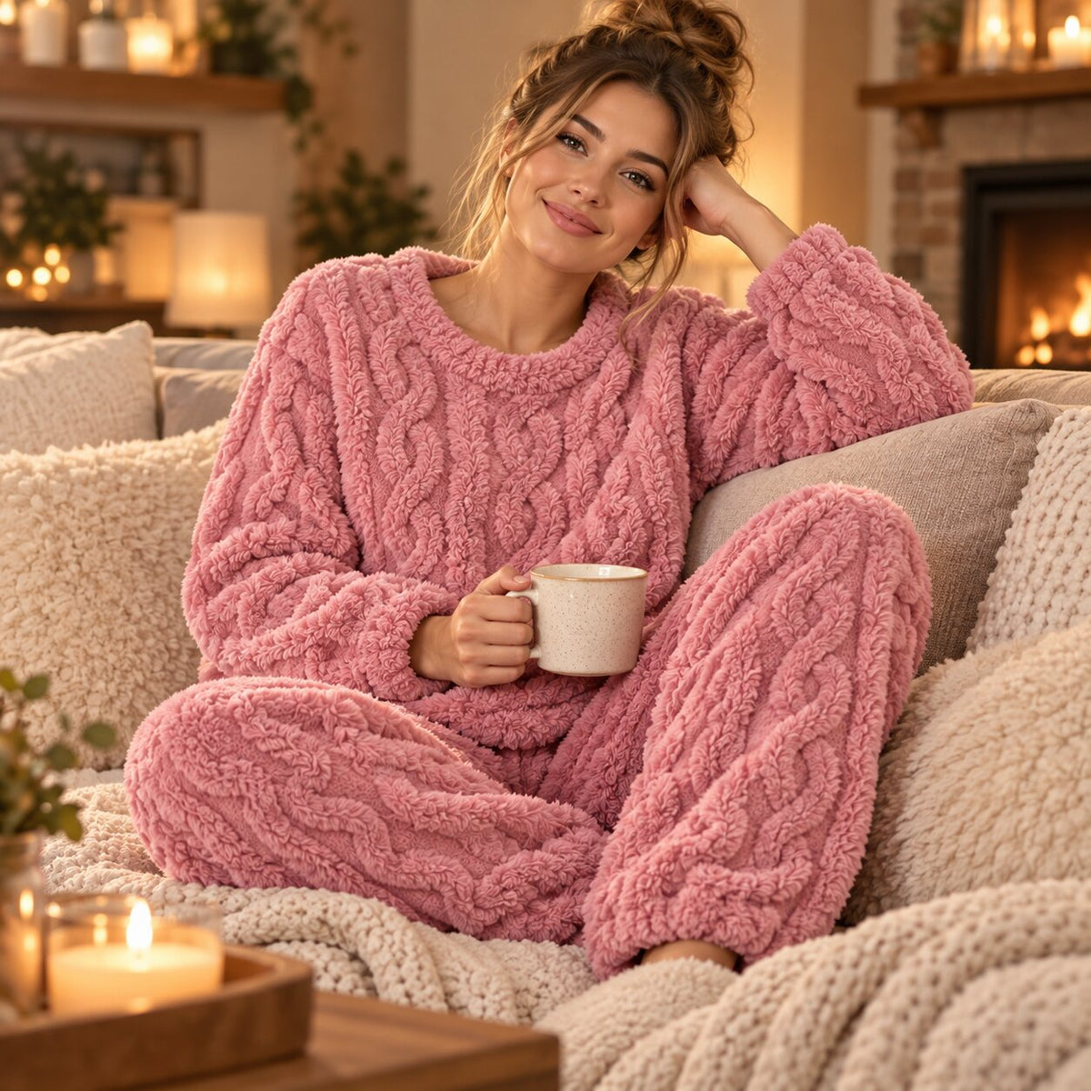 Delightful Cable Knit Loungewear Set
