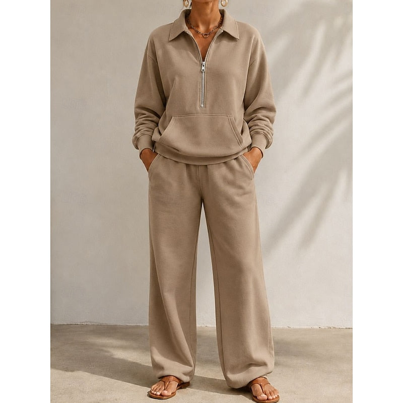 Relaxed Half-Zip Two-Piece Set