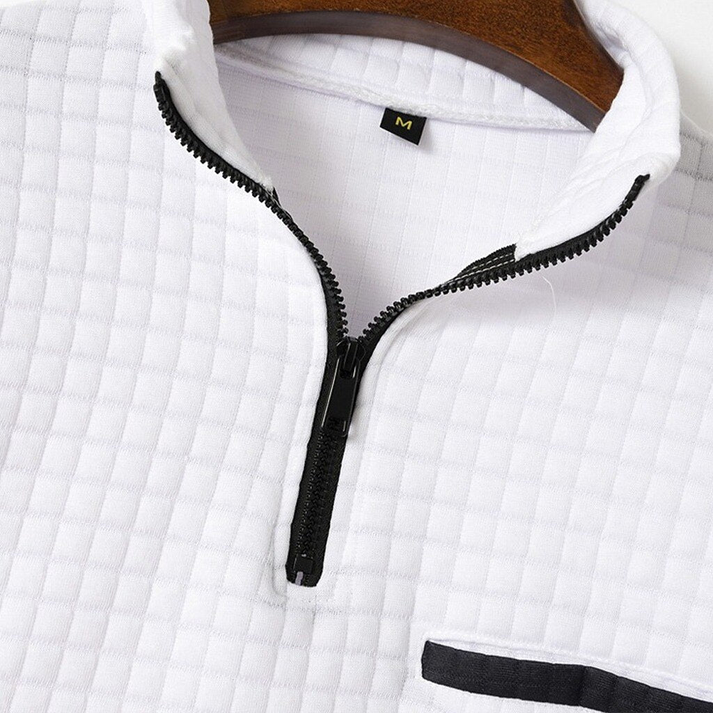 Classic Quarter Zip Textured Waffle Polo