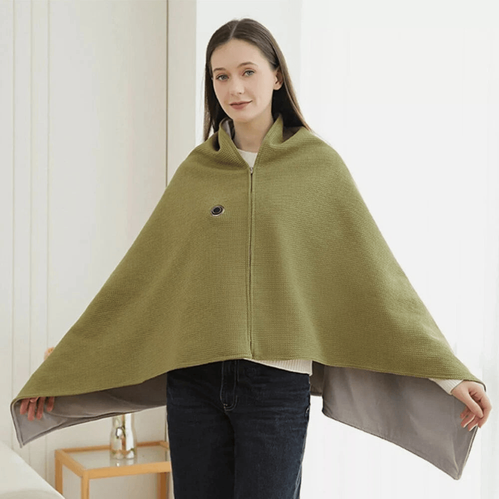Portable Electric Heated Wrap Blanket – 15 Sec Fast Heat with 3 Temperatures – Ideal for Home, Office, Travel & as Gift