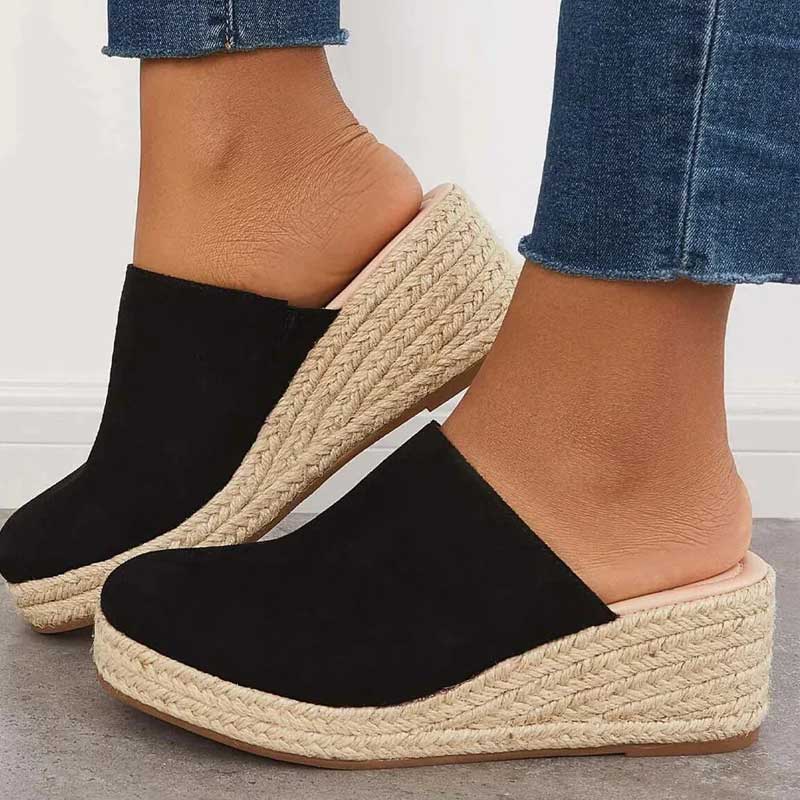 Celrien | Women's Chic Espadrille-Style Platform Wedge Mules
