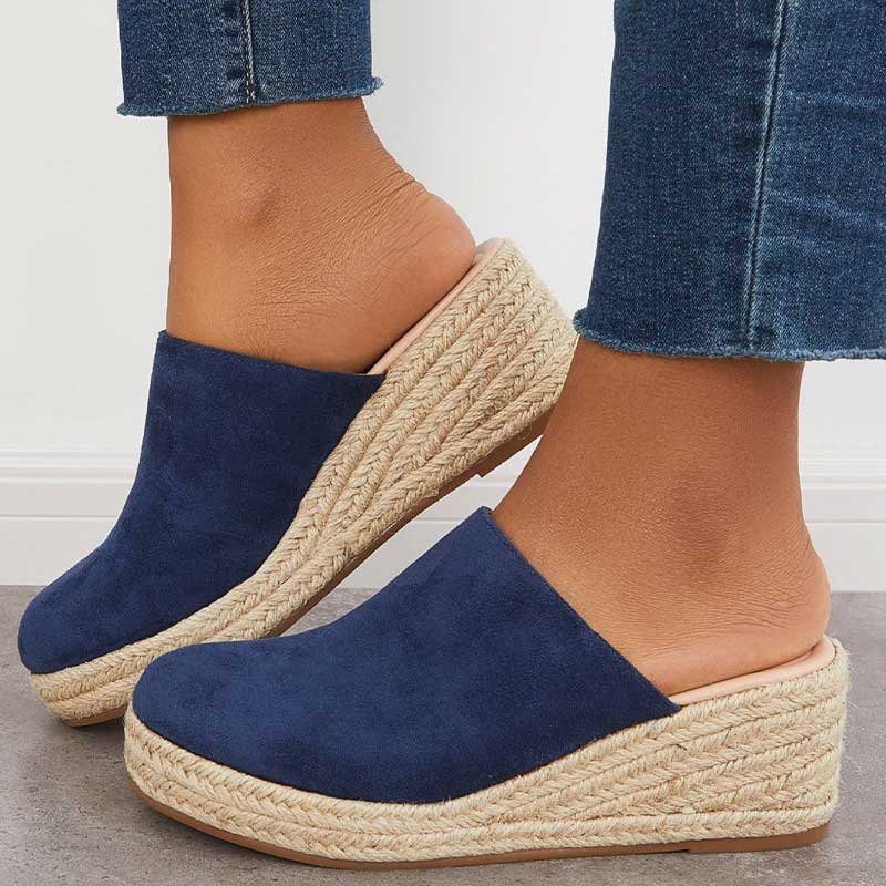 Celrien | Women's Chic Espadrille-Style Platform Wedge Mules