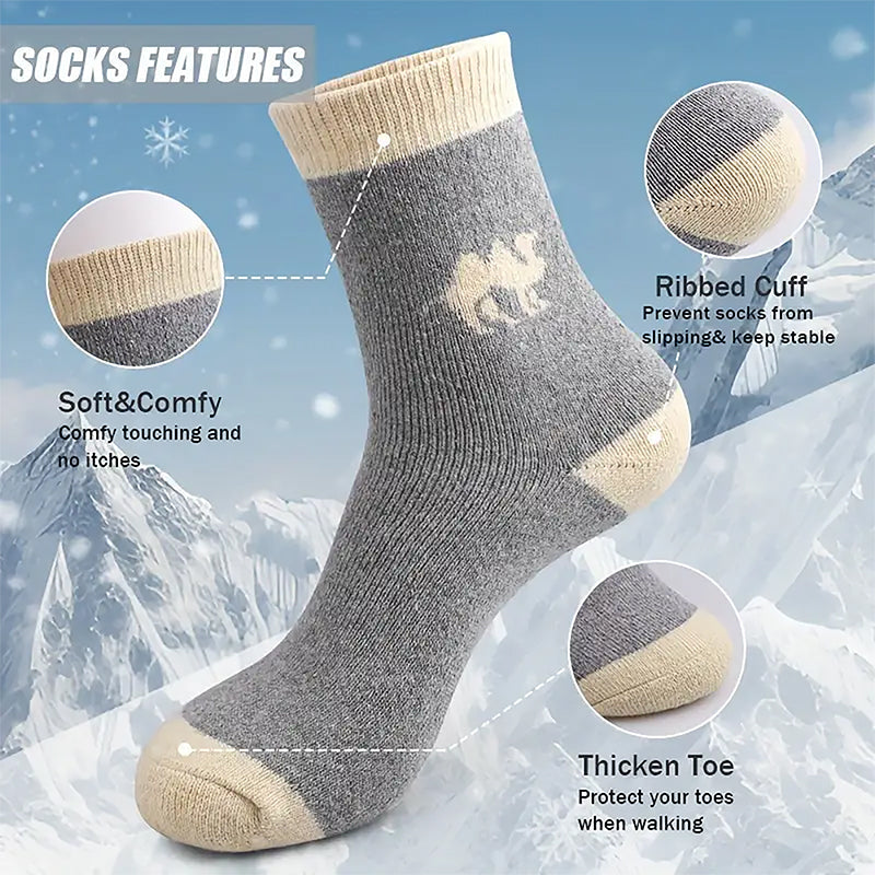 Vintage-Style Imitation Wool Socks with Thick Terry Lining
