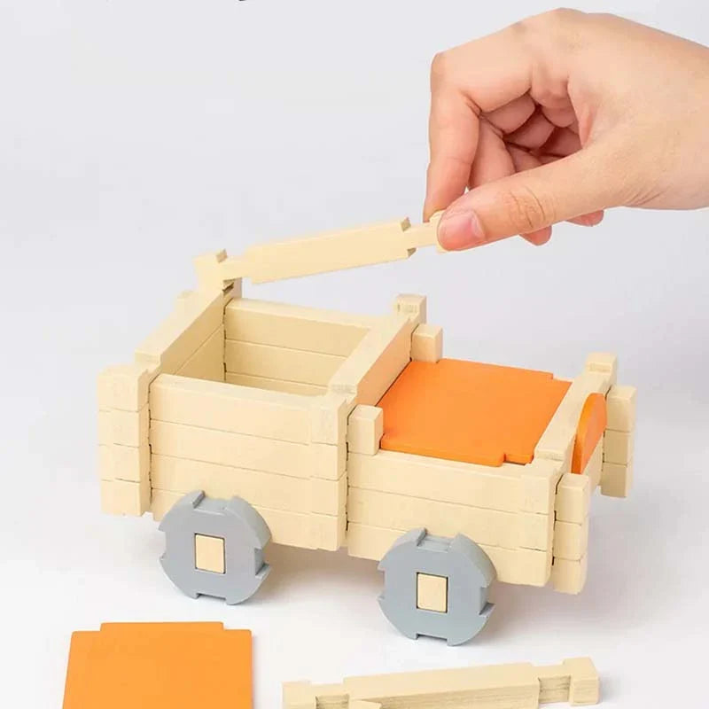 Montessori Wooden Building Block Set – Natural Stacking and Construction Toy