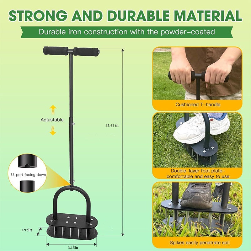 Manual Lawn Coring Aerator - Carbon Steel Build & Spring Ejection | Healthier Grass Made Easy