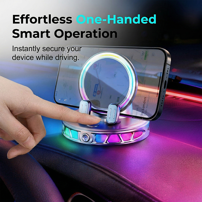 RGB Car Phone Mount Auto-Clamping & Wireless Charging
