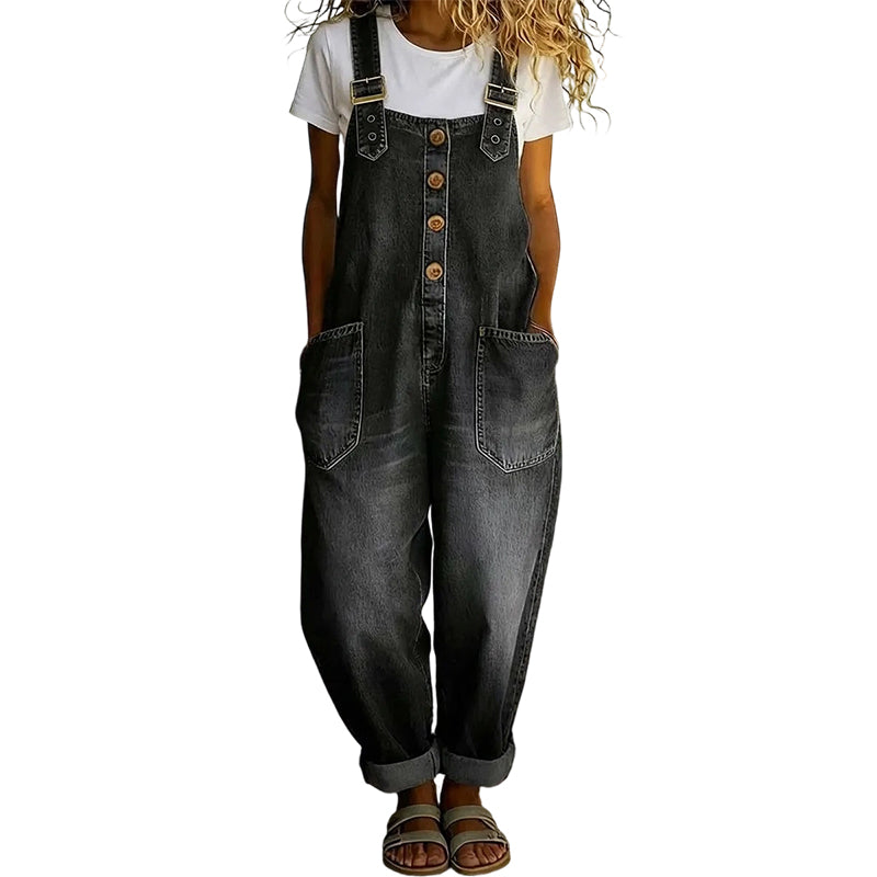 Women's Relaxed-Fit Denim Overalls with Deep Pockets
