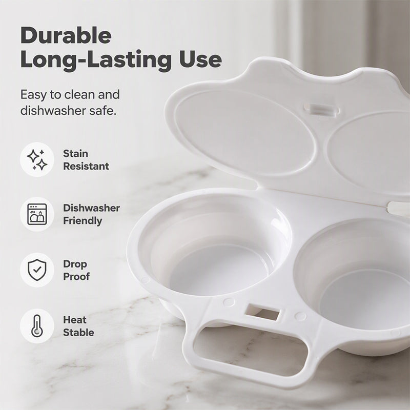 Double Cavity Microwave Egg Cooker – Fast Oil-Free Cooking, Food-Grade PP & Versatile Kitchen Tool