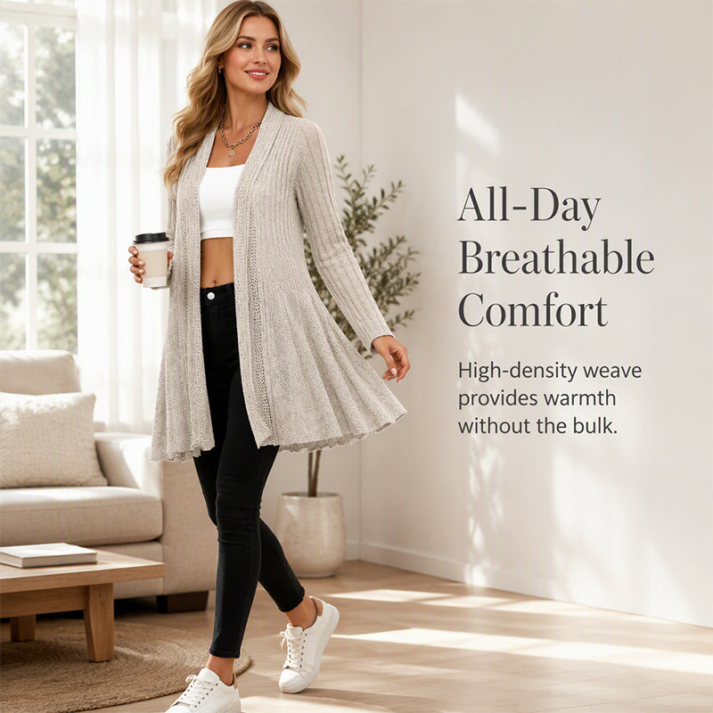 Elegant Textured Open Cardigan