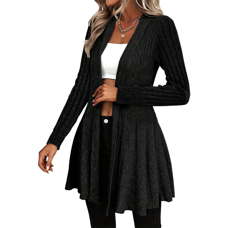 Elegant Textured Open Cardigan