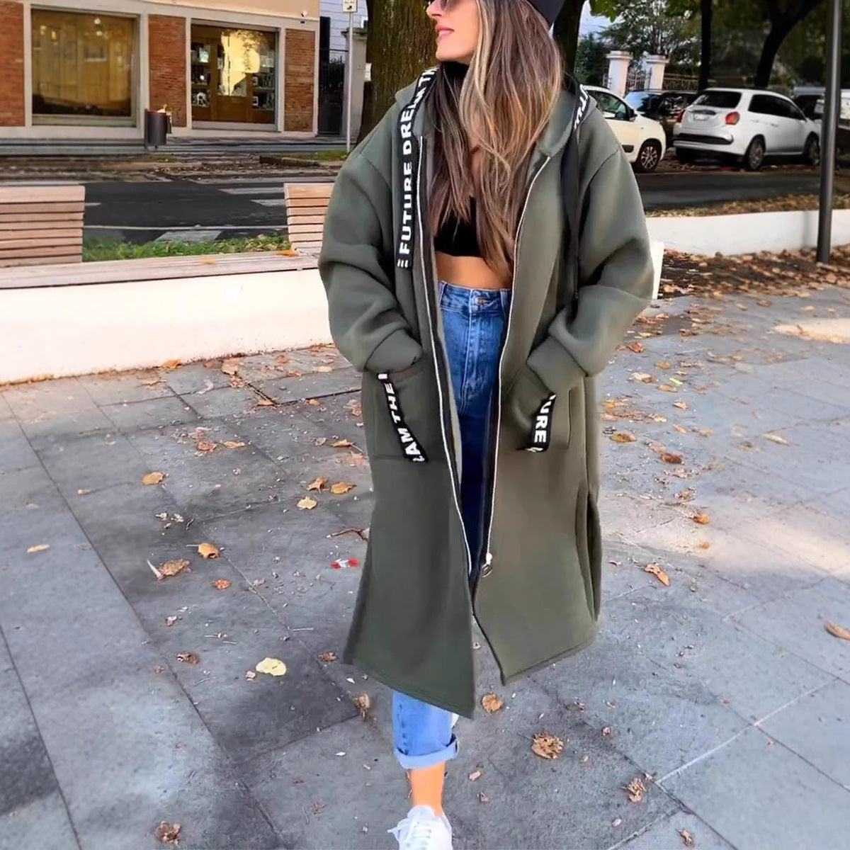 Long Zipper Hoodie with Pockets - Versatile, Warm, and Comfortable