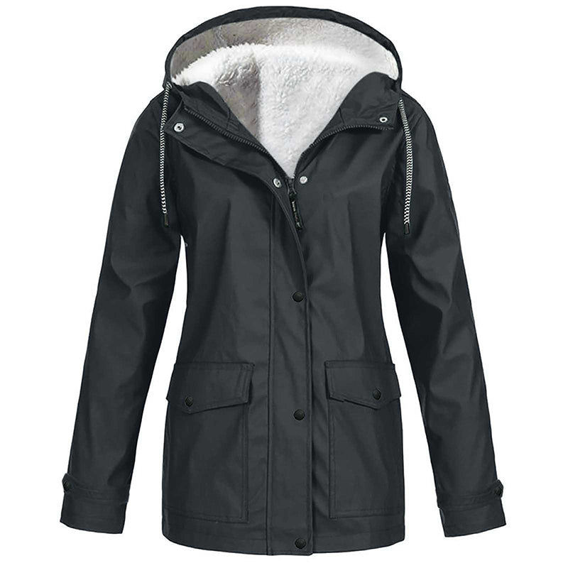 Windproof Jacket with Soft Fleece Lining and Hood – for All Weather Conditions