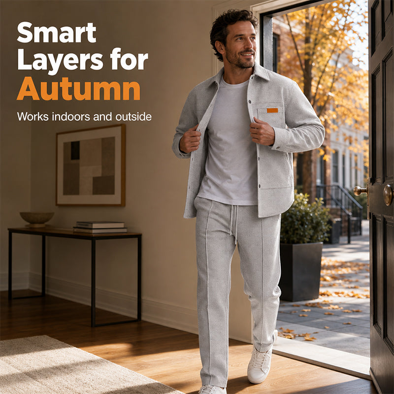 Texture Meets Utility | Men's 2-Piece Lounge Set with Functional Pockets