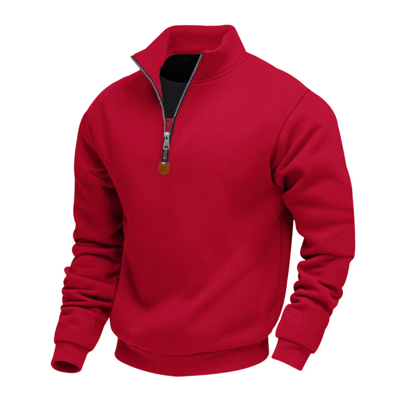 Men's Quarter-Zip Stand Collar Pullover