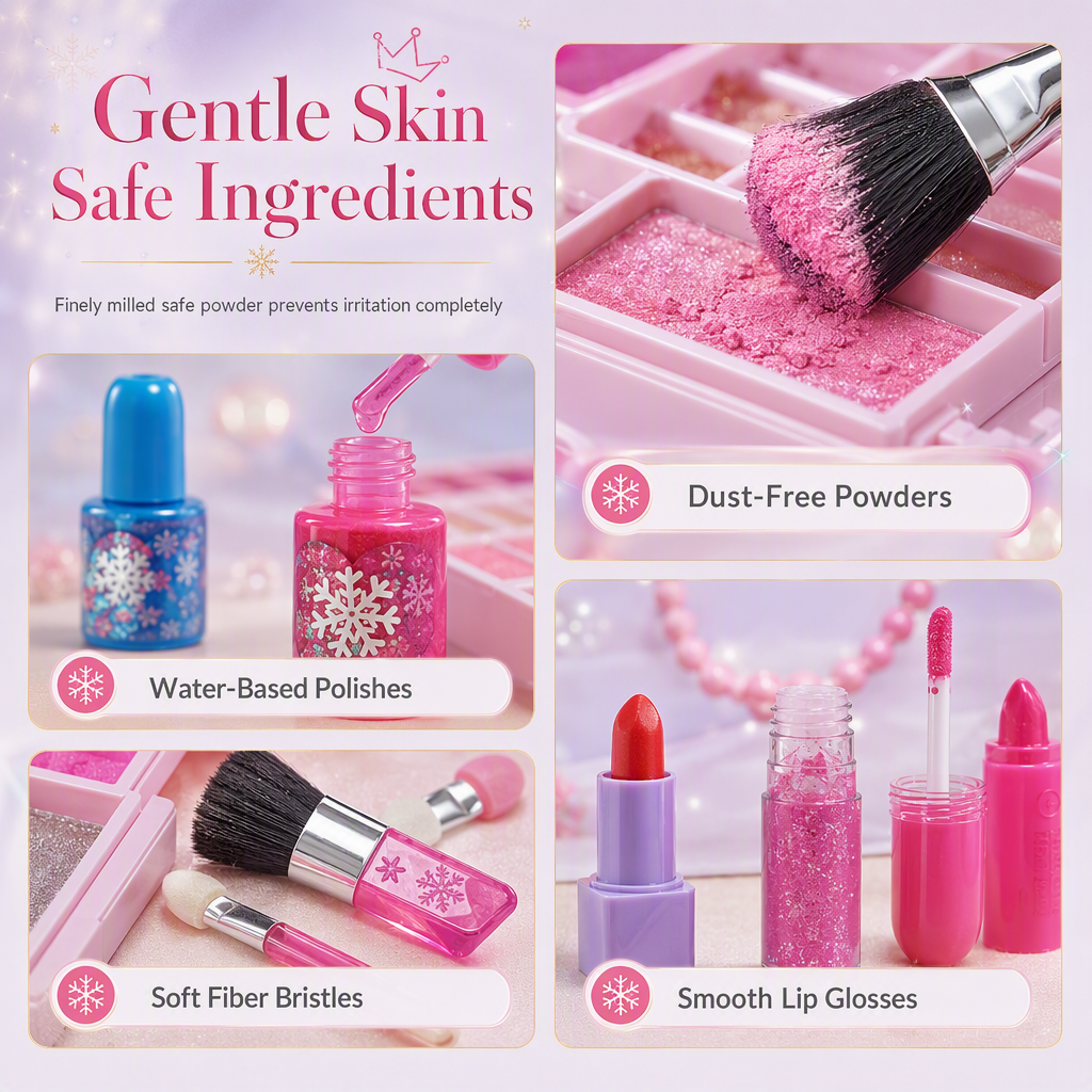 Washable Princess Makeup Set – Non-irritating, trays & portable case
