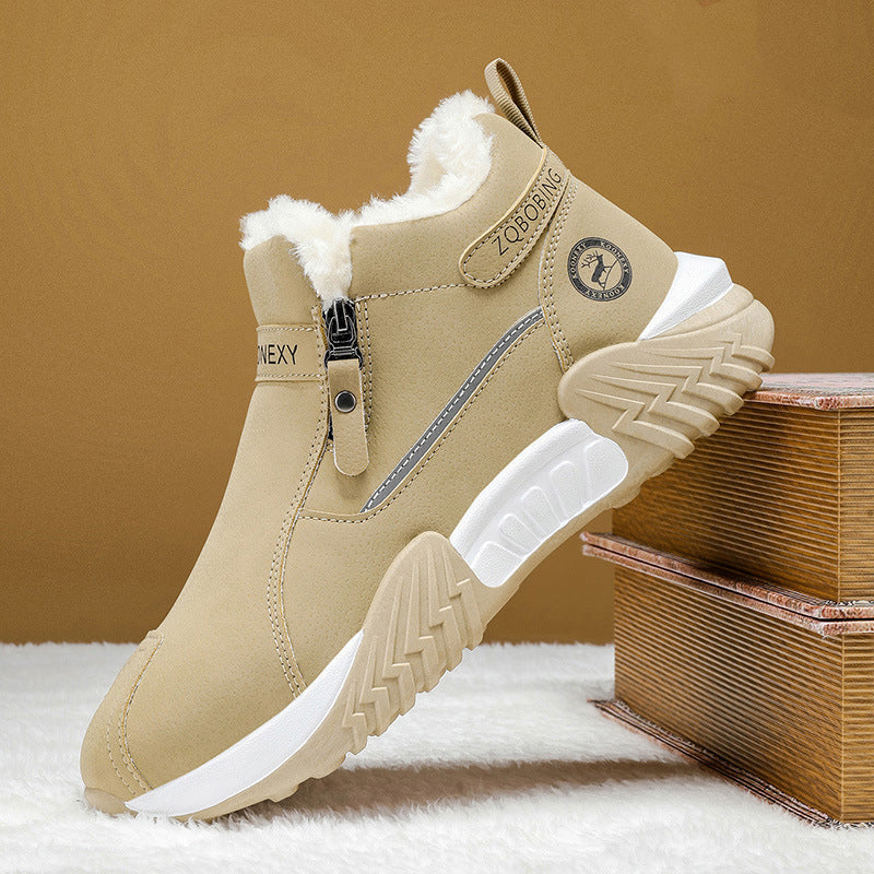 Men's Fleece-Lined Leather High-Tops | Warm Side-Zip Winter Boots – Non-Slip Grip for Cold Weather