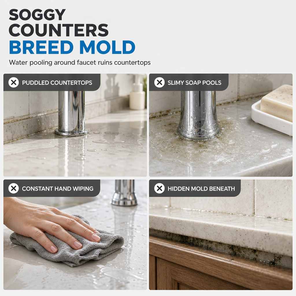 Trimmable Silicone Splash Guard Mat for Faucet – Self-Draining & Keeps Counter Dry