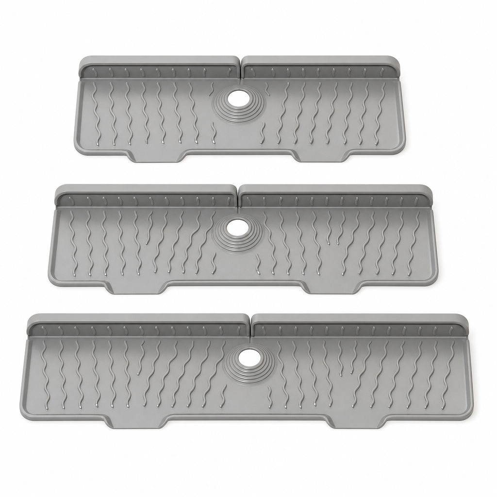 Silicone Splash Guard Mat for Sink and Faucet – Sloped Drainage Mat for Kitchen