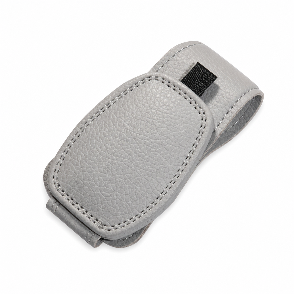 Car Sunglasses Holder — Magnetic Leather Clip, Ticket Card Mount
