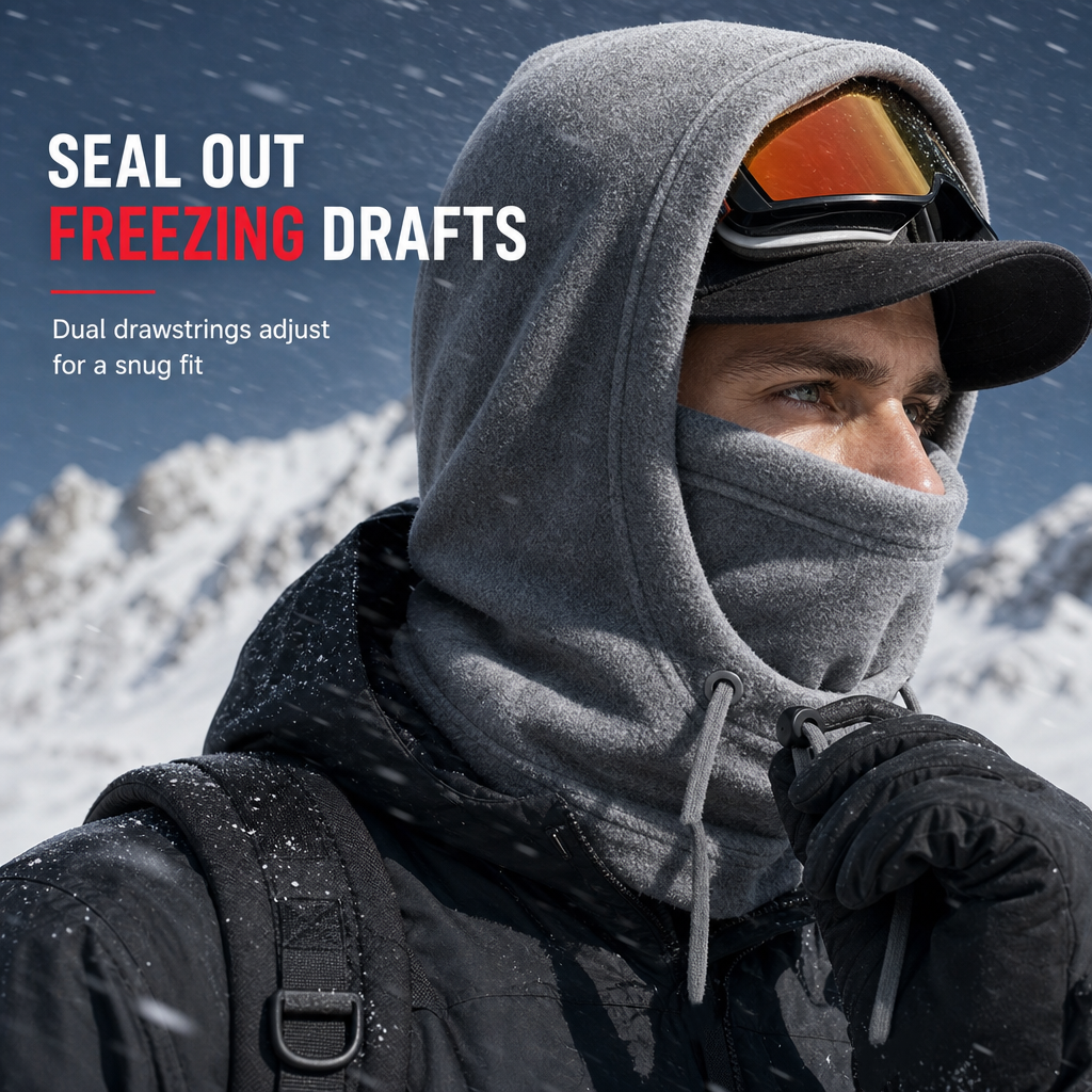3-in-1 Winter Balaclava – Windproof Covers Head, Neck, Face & Ears. Adjustable Fit for Skiing, Cycling & Cold Weather