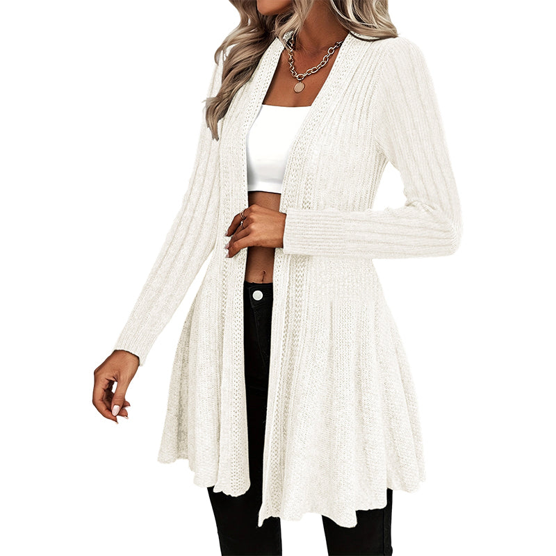 Elegant Open Front Cardigan with Knit Texture – Soft, Comfortable and Versatile Style for All Occasions