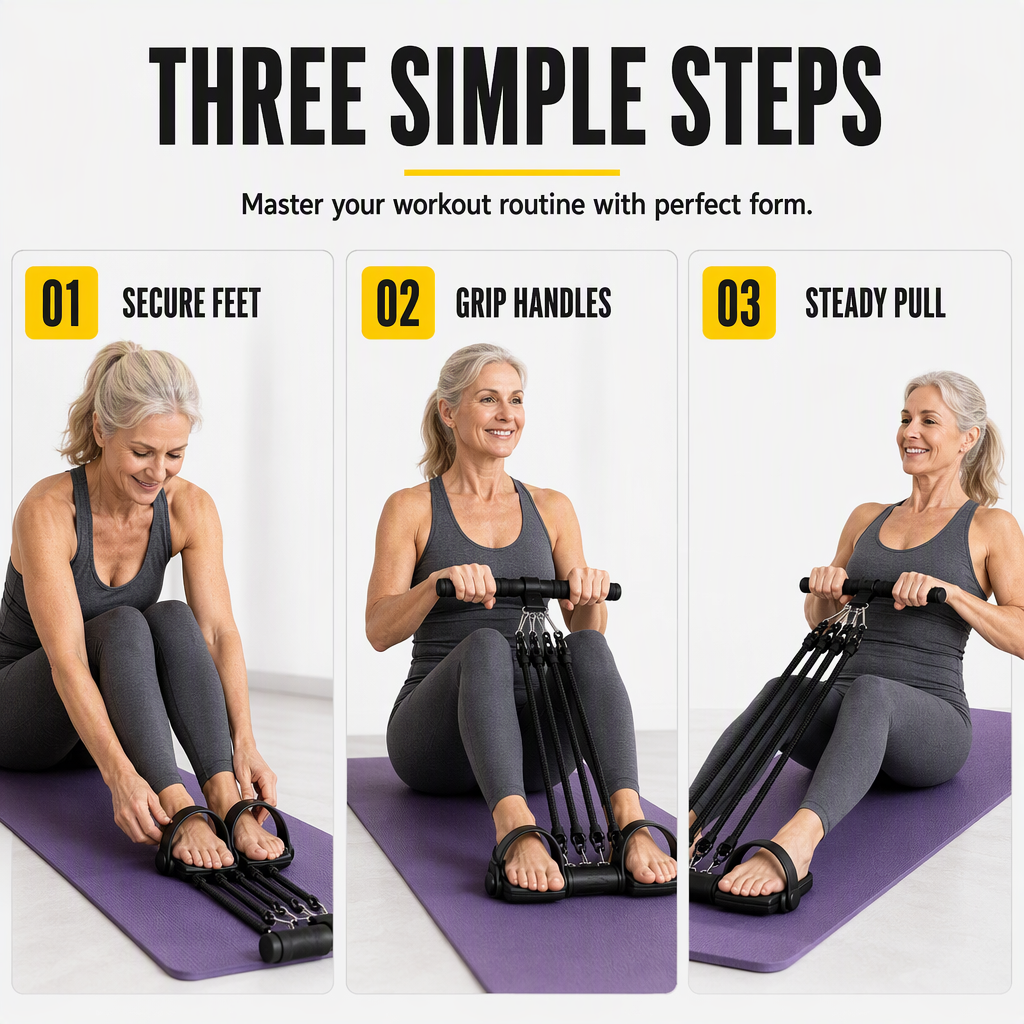 Pedal Resistance Band – 4 Resistance Levels, Reinforced Carabiners & Full-Body Home Workouts