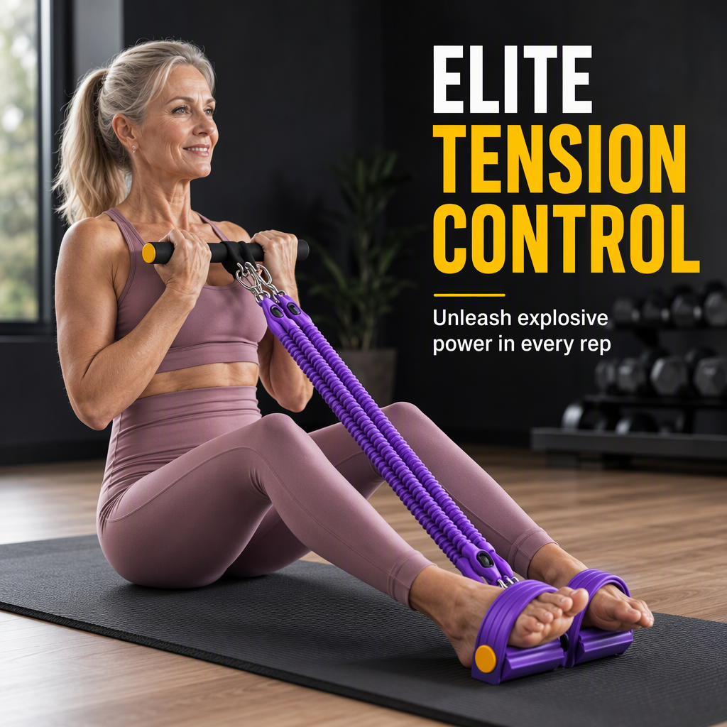 Pedal Resistance Band – 4 Resistance Levels, Reinforced Carabiners & Full-Body Home Workouts