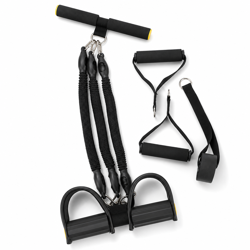 Pedal Resistance Band – 4 Resistance Levels, Reinforced Carabiners & Full-Body Home Workouts