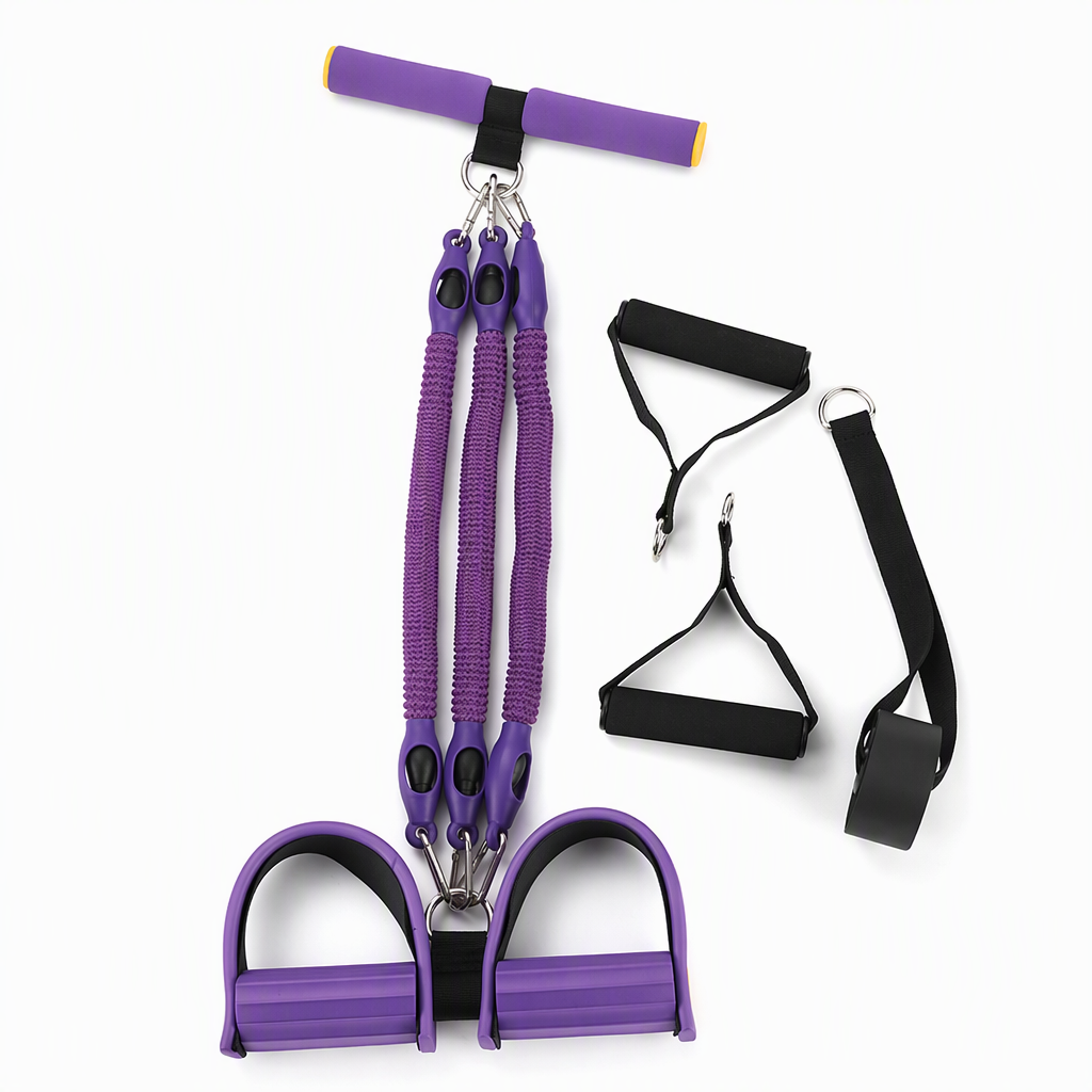 Pedal Resistance Band – 4 Resistance Levels, Reinforced Carabiners & Full-Body Home Workouts