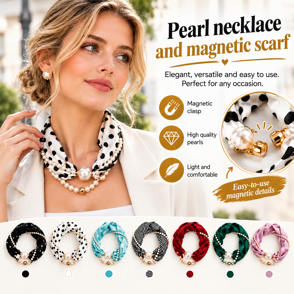Scarf Necklace with Pearl Details