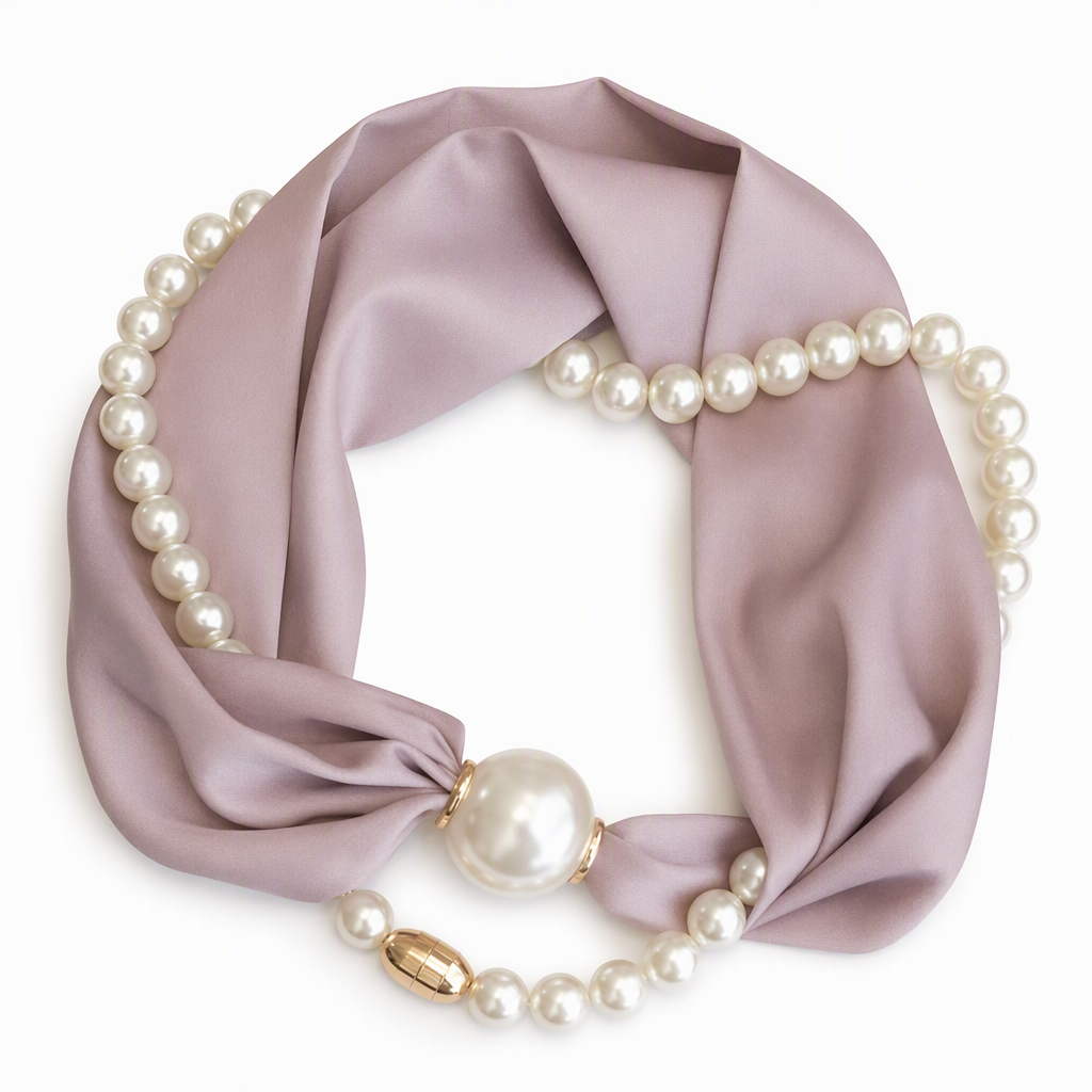 Scarf Necklace with Pearl Details