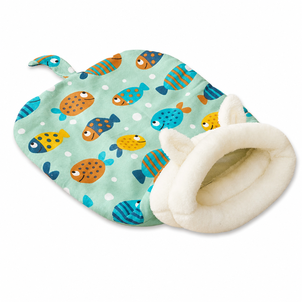 Semi-Enclosed Warm Sleeping Bag, Soft Deep Sleep Pet Cave and Blanket for Cats and Small Dogs