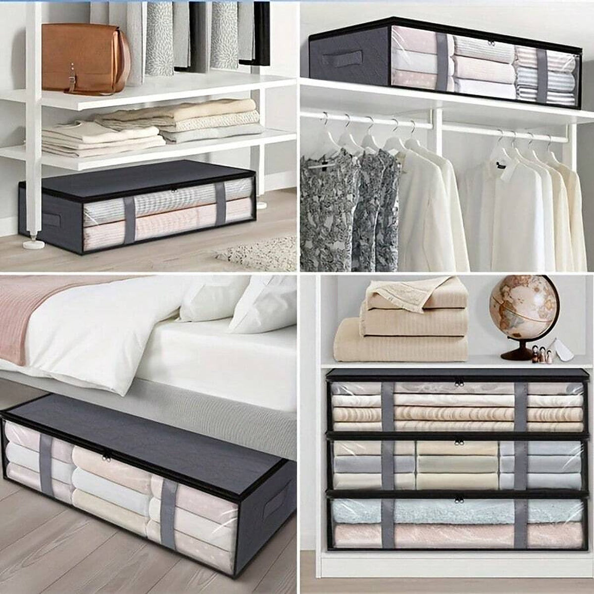 2-Pack: Underbed and Over-Wardrobe Storage Bags with Clear Window
