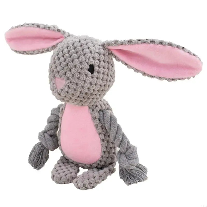 Plush Dog Toy with Cotton Rope - Squeaker & Dental Care