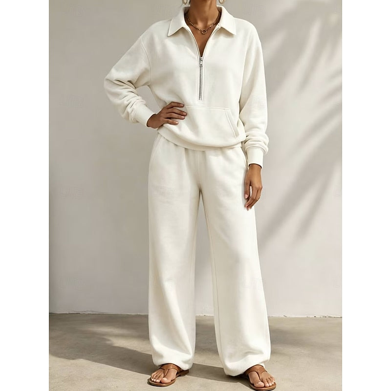 Relaxed Half-Zip Two-Piece Set
