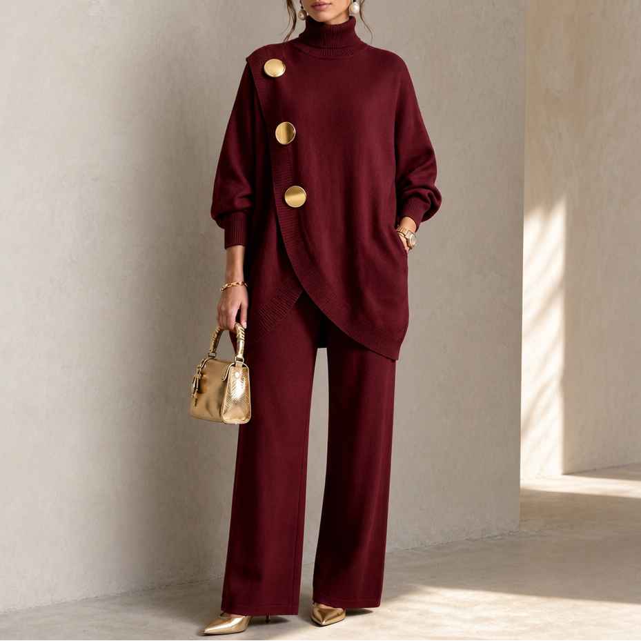 Turtleneck Sweater and Wide-Leg Pants Set