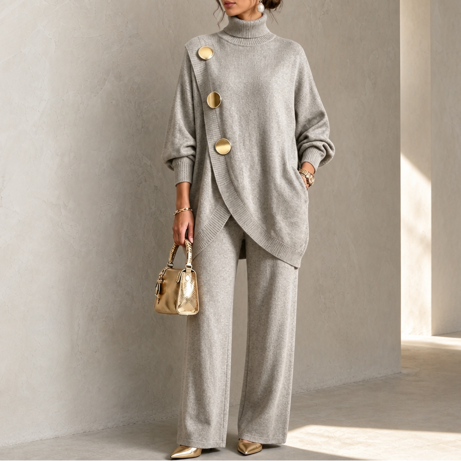 Turtleneck Sweater and Wide-Leg Pants Set