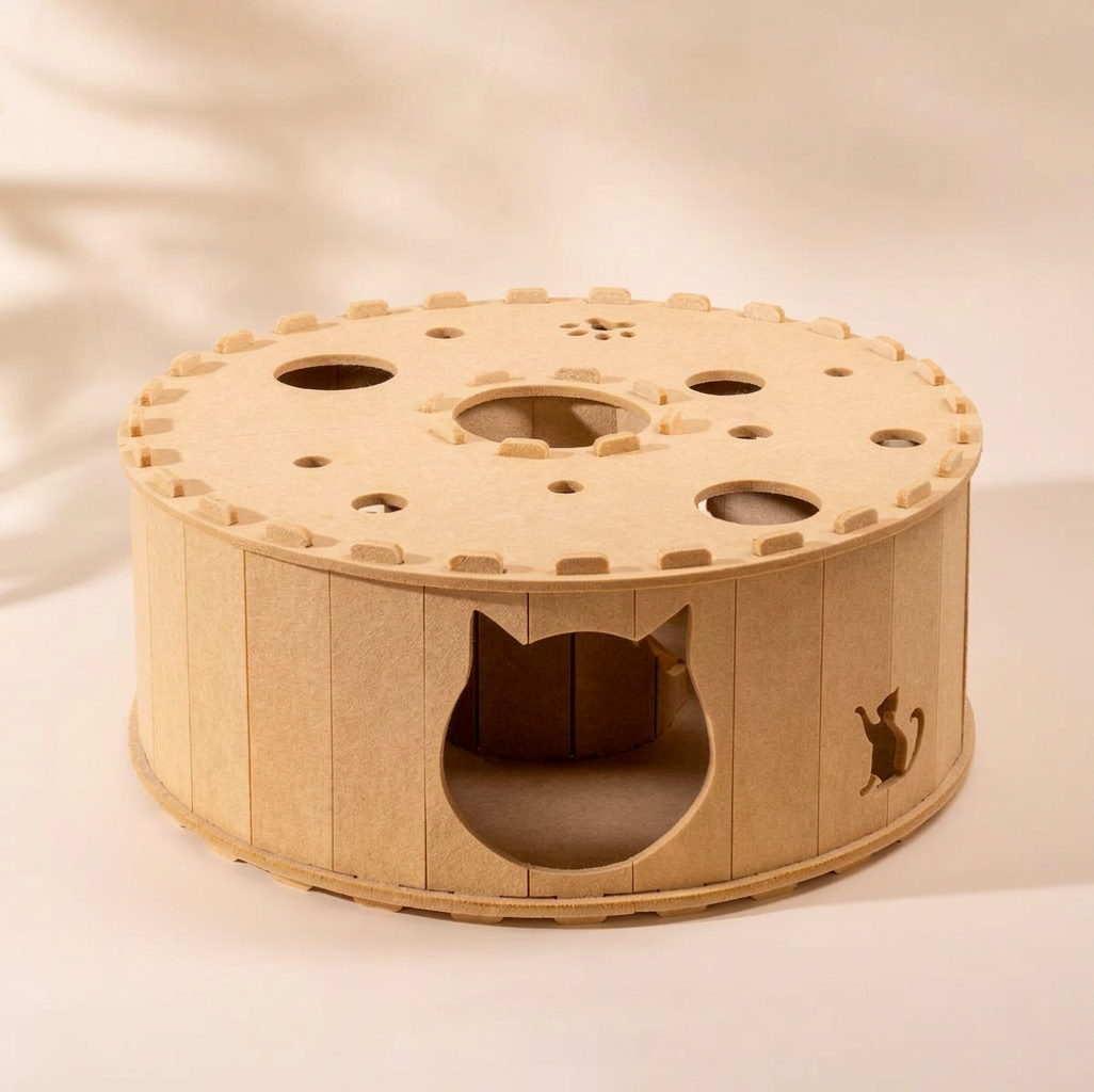 4-in-1 Foldable Cat Tunnel House – Interactive Hideout, Scratching Post and Play Bed