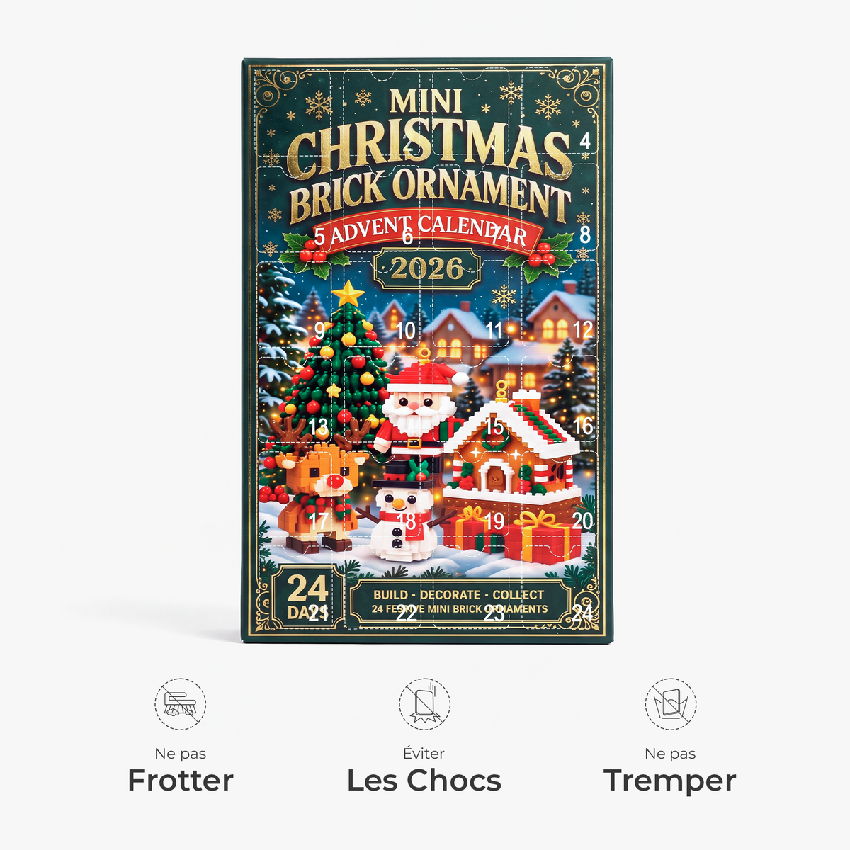 Christmas Advent Calendar with Mini Brick Ornaments