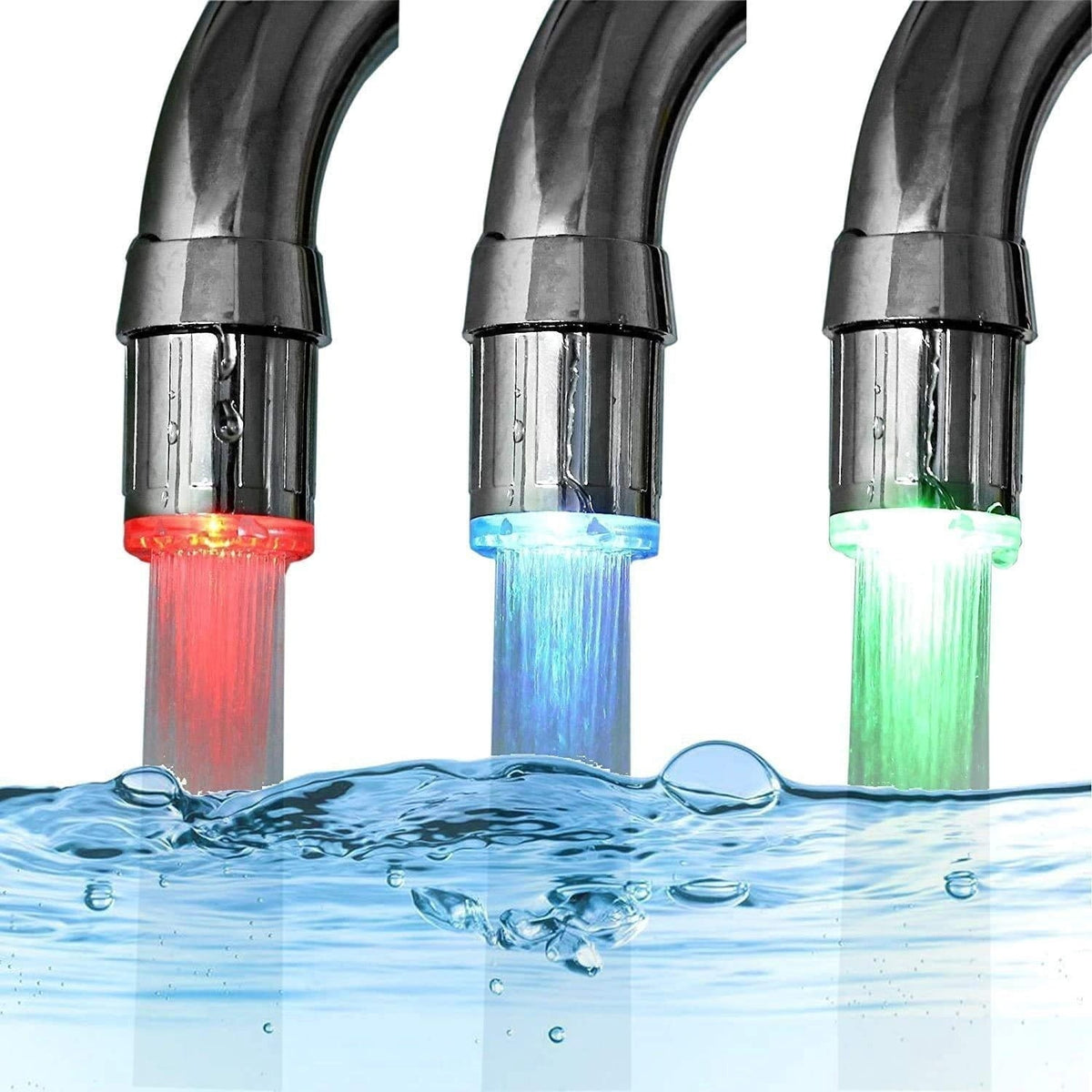 LED Faucet Light, Temperature Sensing 3 Color Changing Tap Attachment